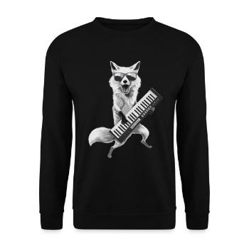 Fox Keytar Keyboard Gift - Unisex Sweatshirt - black - Front - Alina (178cm) & Michal (187cm)