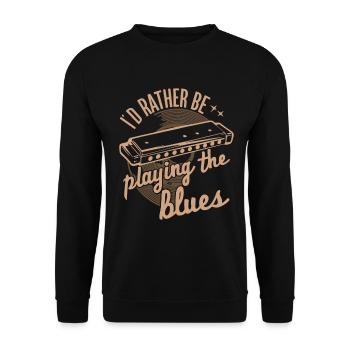 Harmonica Playing Gift - Unisex Sweatshirt - black - Front - Alina (178cm) & Michal (187cm)