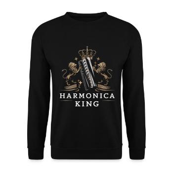 Harmonica Playing Gift - Unisex Sweatshirt - black - Front - Alina (178cm) & Michal (187cm)