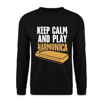 Harmonica Playing Gift - Unisex Sweatshirt - black - Front - Alina (178cm) & Michal (187cm)
