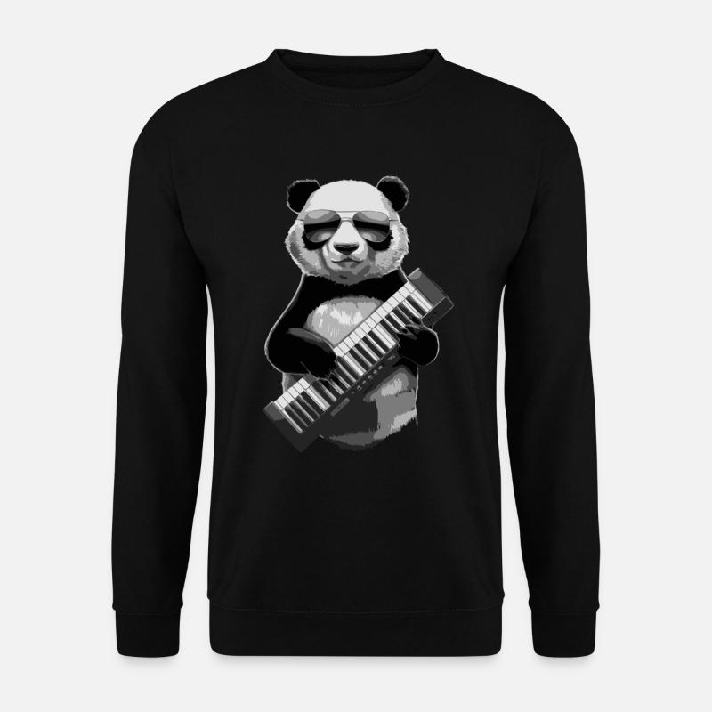 Panda Keytar Keyboard Geschenk - Unisex Pullover - Schwarz