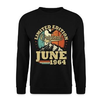Original June 1964 Vintage Birthday Gift - Unisex Sweatshirt - black - Front - Alina (178cm) & Michal (187cm)