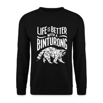 Binturong Bearcat Geschenk - Unisex Pullover - Schwarz - Vorne - Alina (178cm) & Michal (187cm)