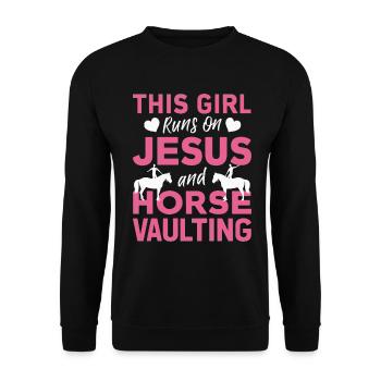 Loves Horse Vaulting Gift - Unisex Sweatshirt - black - Front - Alina (178cm) & Michal (187cm)