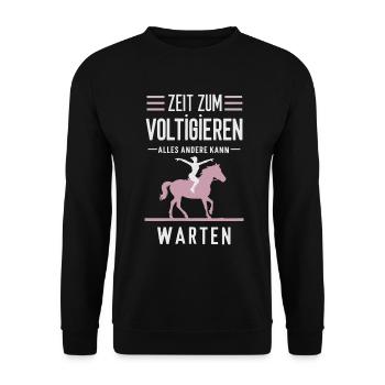 Loves Horse Vaulting Gift - Unisex Sweatshirt - black - Front - Alina (178cm) & Michal (187cm)