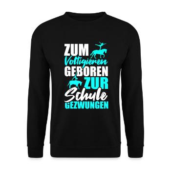 Liebt Pferd Voltigieren Geschenk - Unisex Pullover - Schwarz - Vorne - Alina (178cm) & Michal (187cm)