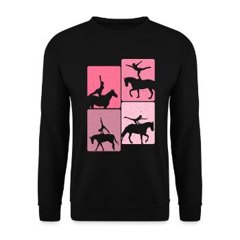 Liebt Pferd Voltigieren Geschenk - Unisex Pullover - Schwarz - Vorne - Alina (178cm) & Michal (187cm)