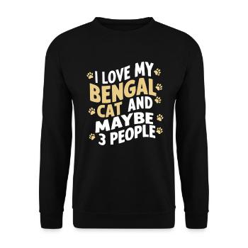 Katze Bengal Geschenk - Unisex Pullover - Schwarz - Vorne - Alina (178cm) & Michal (187cm)