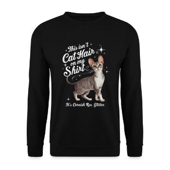 Katze Cornish Rex Geschenk - Unisex Pullover - Schwarz - Vorne - Alina (178cm) & Michal (187cm)