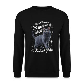 Katze Scottish Fold Geschenk - Unisex Pullover - Schwarz - Vorne - Alina (178cm) & Michal (187cm)
