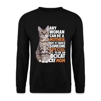 Katze Ocicat Geschenk - Unisex Pullover - Schwarz - Vorne - Alina (178cm) & Michal (187cm)