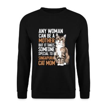 Katze Singapura Geschenk - Unisex Pullover - Schwarz - Vorne - Alina (178cm) & Michal (187cm)