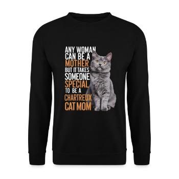 Katze Chartreux Geschenk - Unisex Pullover - Schwarz - Vorne - Alina (178cm) & Michal (187cm)