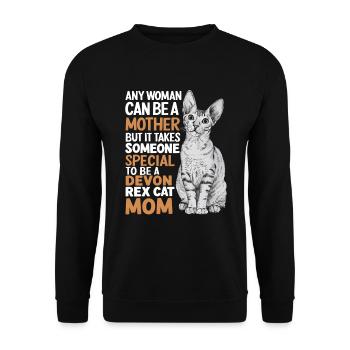 Katze Devon Rex Geschenk - Unisex Pullover - Schwarz - Vorne - Alina (178cm) & Michal (187cm)