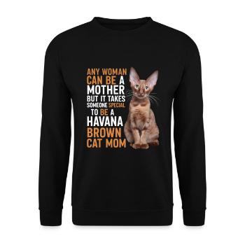 Katze Havanna Braun Geschenk - Unisex Pullover - Schwarz - Vorne - Alina (178cm) & Michal (187cm)