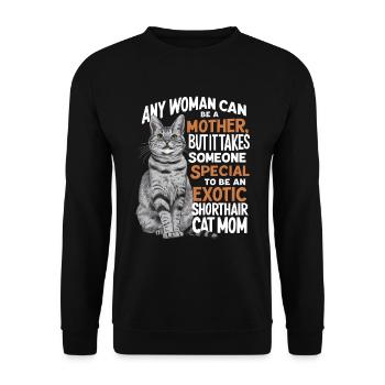 Katze Exotisch Kurzhaar Geschenk - Unisex Pullover - Schwarz - Vorne - Alina (178cm) & Michal (187cm)