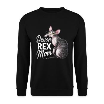 Katze Devon Rex Geschenk - Unisex Pullover - Schwarz - Vorne - Alina (178cm) & Michal (187cm)