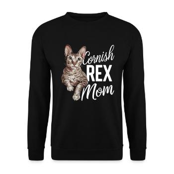 Katze Cornish Rex Geschenk - Unisex Pullover - Schwarz - Vorne - Alina (178cm) & Michal (187cm)