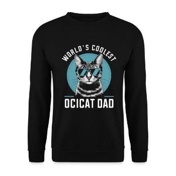 Katze Ocicat Geschenk - Unisex Pullover - Schwarz - Vorne - Alina (178cm) & Michal (187cm)