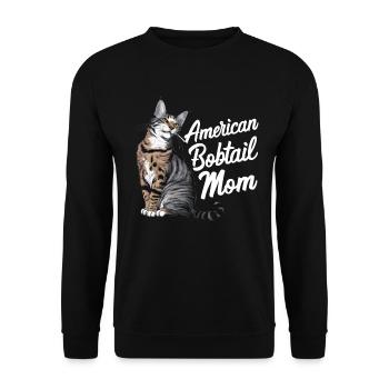 Katze American Bobtail Geschenk - Unisex Pullover - Schwarz - Vorne - Alina (178cm) & Michal (187cm)