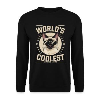 Katze Siamesen Geschenk - Unisex Pullover - Schwarz - Vorne - Alina (178cm) & Michal (187cm)