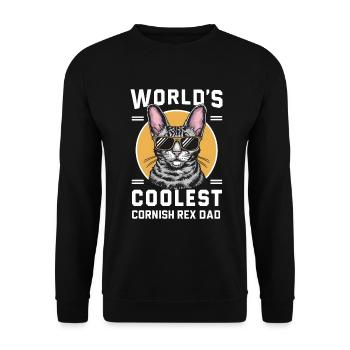 Katze Cornish Rex Geschenk - Unisex Pullover - Schwarz - Vorne - Alina (178cm) & Michal (187cm)
