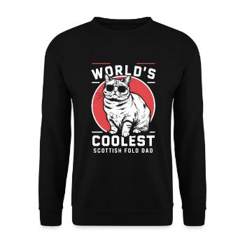 Katze Scottish Fold Geschenk - Unisex Pullover - Schwarz - Vorne - Alina (178cm) & Michal (187cm)