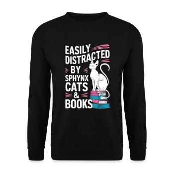 Katze Sphynx Geschenk - Unisex Pullover - Schwarz - Vorne - Alina (178cm) & Michal (187cm)