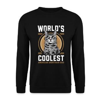 Katze American Shorthair Geschenk - Unisex Pullover - Schwarz - Vorne - Alina (178cm) & Michal (187cm)