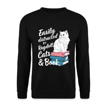Katze Ragdoll Geschenk - Unisex Pullover - Schwarz - Vorne - Alina (178cm) & Michal (187cm)