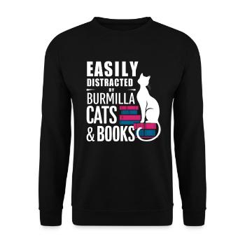 Katze Burmilla Geschenk - Unisex Pullover - Schwarz - Vorne - Alina (178cm) & Michal (187cm)