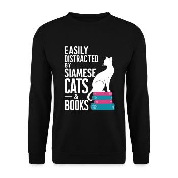 Katze Siamkatze Geschenk - Unisex Pullover - Schwarz - Vorne - Alina (178cm) & Michal (187cm)