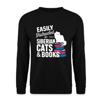 Katze Sibirische Geschenk - Unisex Pullover - Schwarz - Vorne - Alina (178cm) & Michal (187cm)
