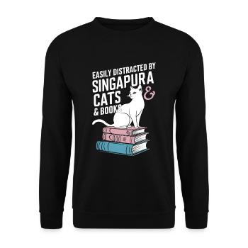 Katze Singapura Geschenk - Unisex Pullover - Schwarz - Vorne - Alina (178cm) & Michal (187cm)
