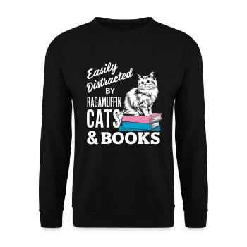 Katze Ragamuffin Geschenk - Unisex Pullover - Schwarz - Vorne - Alina (178cm) & Michal (187cm)