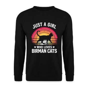 Katze Birma Geschenk - Unisex Pullover - Schwarz - Vorne - Alina (178cm) & Michal (187cm)