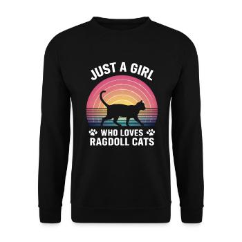 Katze Ragdoll Geschenk - Unisex Pullover - Schwarz - Vorne - Alina (178cm) & Michal (187cm)