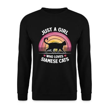 Katze Siamkatze Geschenk - Unisex Pullover - Schwarz - Vorne - Alina (178cm) & Michal (187cm)
