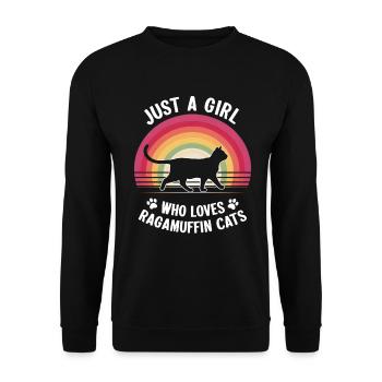 Katze Ragamuffin Geschenk - Unisex Pullover - Schwarz - Vorne - Alina (178cm) & Michal (187cm)
