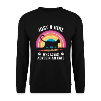 Katze Abessinier Geschenk - Unisex Pullover - Schwarz - Vorne - Alina (178cm) & Michal (187cm)