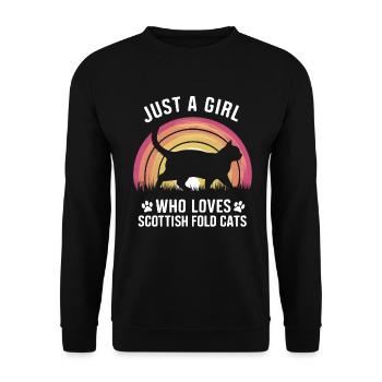 Katze Scottish Fold Geschenk - Unisex Pullover - Schwarz - Vorne - Alina (178cm) & Michal (187cm)