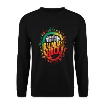 Idiophon Kalimba Geschenk - Unisex Pullover - Schwarz - Vorne - Alina (178cm) & Michal (187cm)