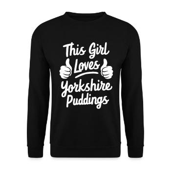 Yorkshire Pudding Geschenk - Unisex Pullover - Schwarz - Vorne - Alina (178cm) & Michal (187cm)