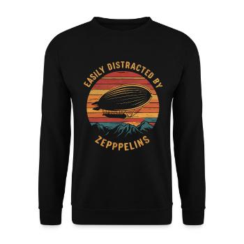 Luftschiff Zeppelin Geschenk - Unisex Pullover - Schwarz - Vorne - Alina (178cm) & Michal (187cm)