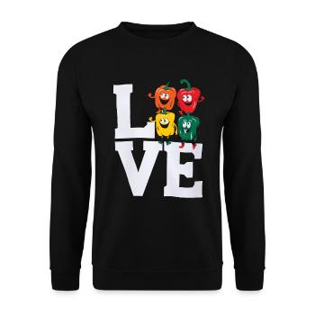 Paprika Geschenk - Unisex Pullover - Schwarz - Vorne - Alina (178cm) & Michal (187cm)