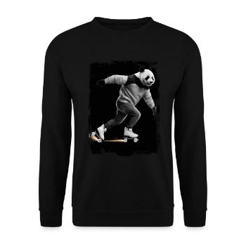 Panda Skaten Geschenk - Unisex Pullover - Schwarz - Vorne - Alina (178cm) & Michal (187cm)