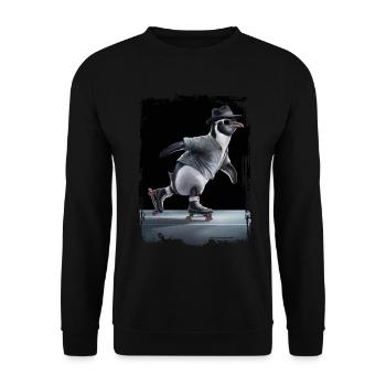 Pinguin Eiskunstlauf Geschenk - Unisex Pullover - Schwarz - Vorne - Alina (178cm) & Michal (187cm)
