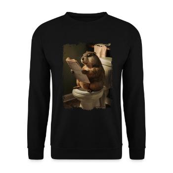 Murmeltiertoilette Geschenk - Unisex Pullover - Schwarz - Vorne - Alina (178cm) & Michal (187cm)