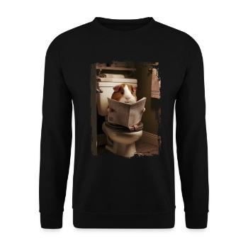 Meerschweinchen Toilette Geschenk - Unisex Pullover - Schwarz - Vorne - Alina (178cm) & Michal (187cm)