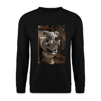 Koala-Toilette Geschenk - Unisex Pullover - Schwarz - Vorne - Alina (178cm) & Michal (187cm)